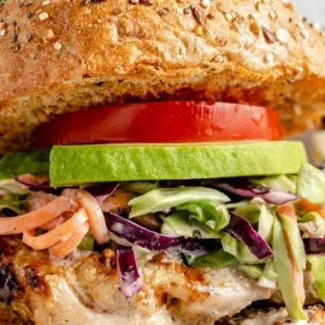 Caesar Style Grilled Chicken Sandwich.